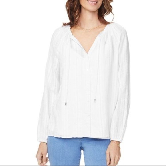 NYDJ Peasant Blouse with Camisole - White - XS NWT - Picture 1 of 4